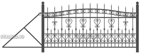 Ковано-сварные откатные ворота 1540