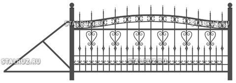 Ковано-сварные откатные ворота 1541